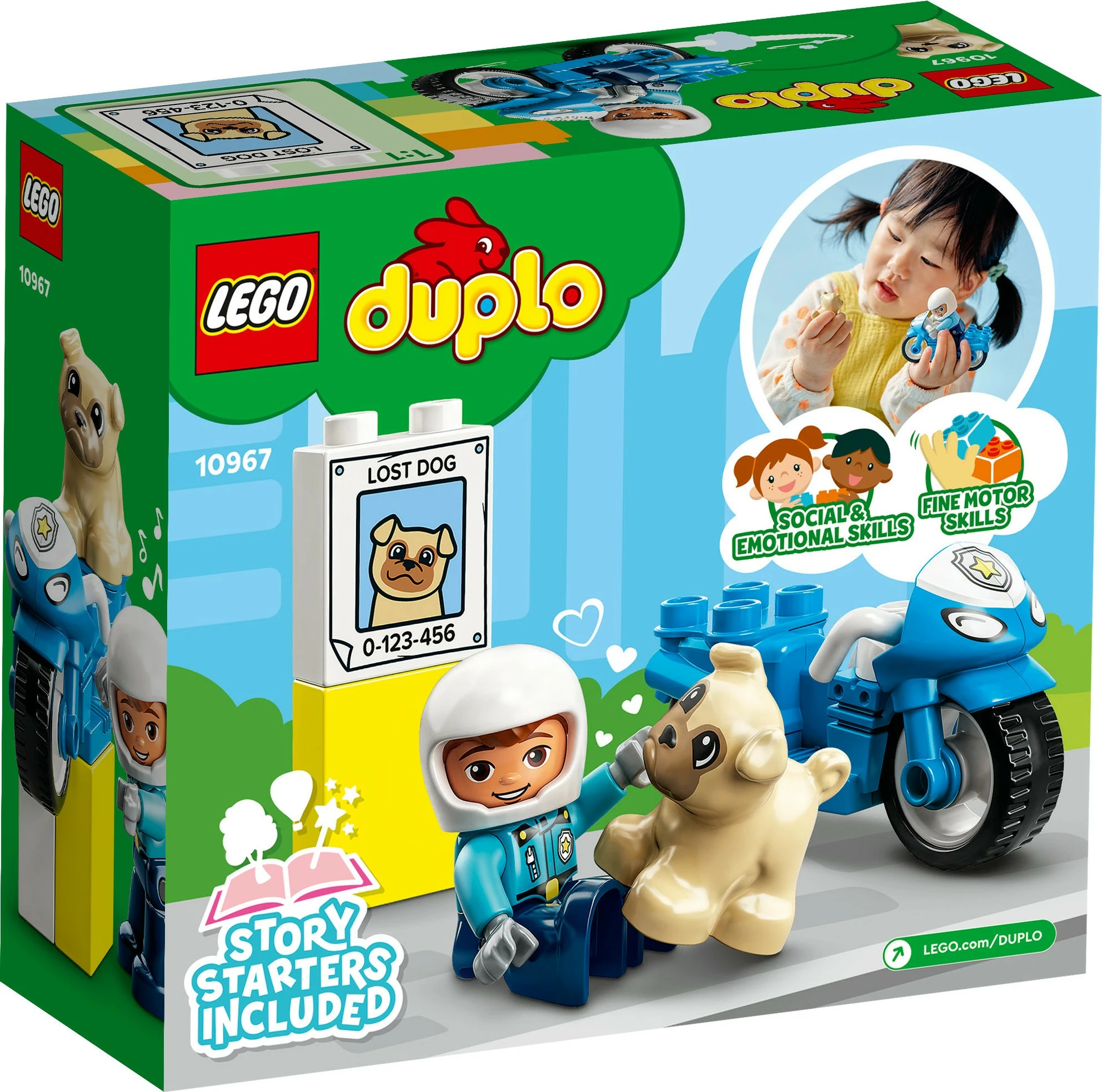 Set ndërtimi LEGO DUPLO Police Motorcycle, 5 pjesë, plastikë, shumëngjyrësh