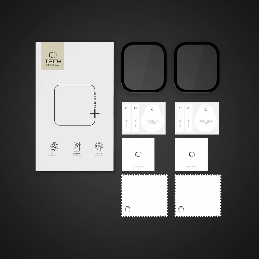 Mbrojtës xhami hibrid për smartwatch Tech-Protect Glass Flex+, 2 copë, për Xiaomi Redmi Watch 5, Zi