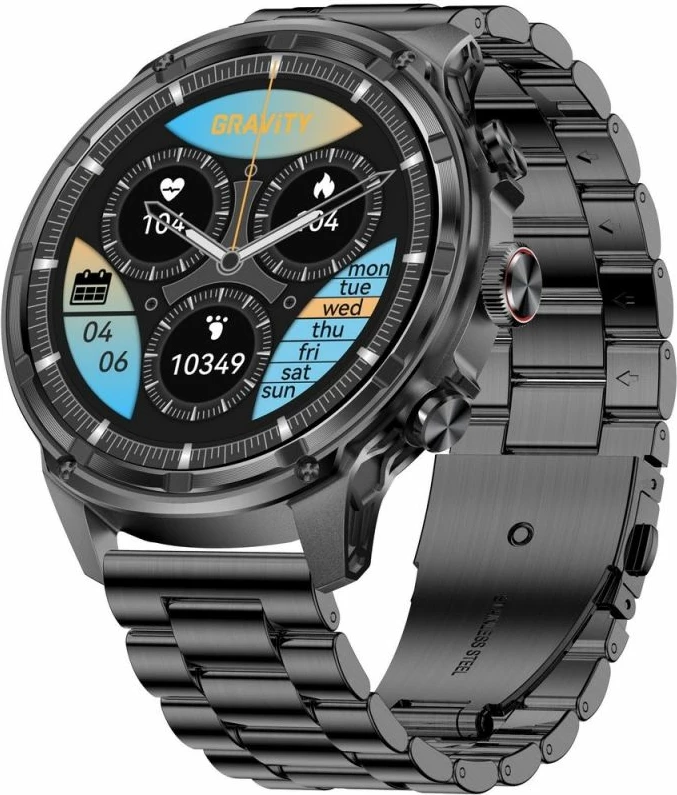 Smartwatch për meshkuj Gravity GT41-4, rrip i zi + byzylyk