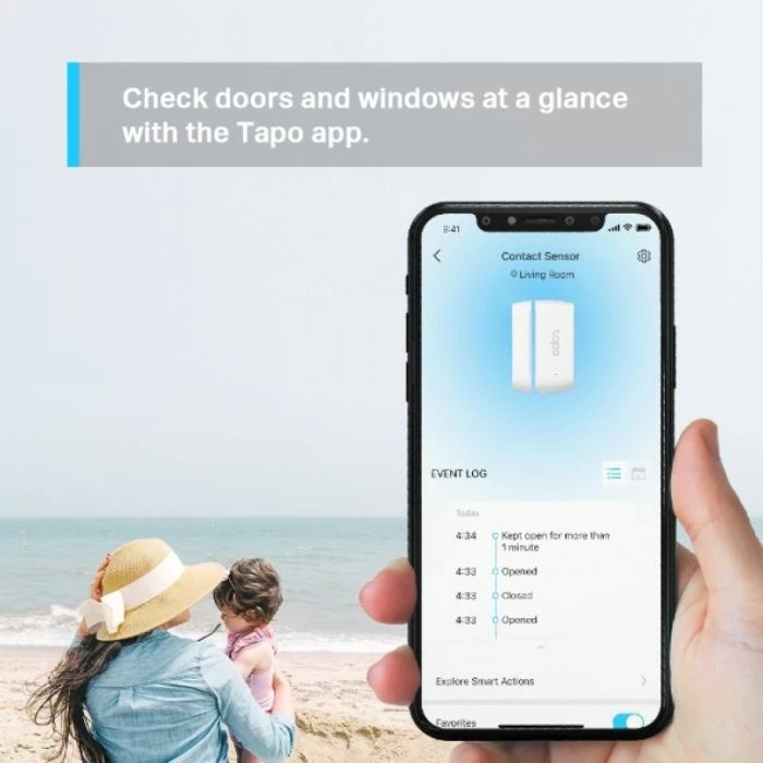 sensor kontakti smart TP-LINK Tapo T110, 868/922 MHz, CR2032, i bardhë 7