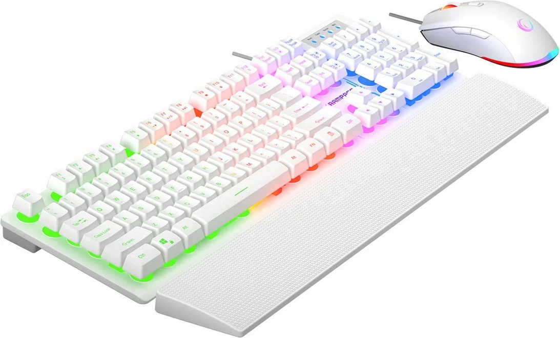 Set tastierë me maus Rampage Fortuna, RGB, 12800 DPI, e bardhë