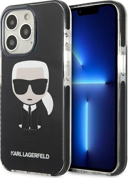 Mbështjellës Karl Lagerfeld KLHCP13LTPEIKK për iPhone 13 Pro/13 6.1", i fortë, i zi Iconik Karl