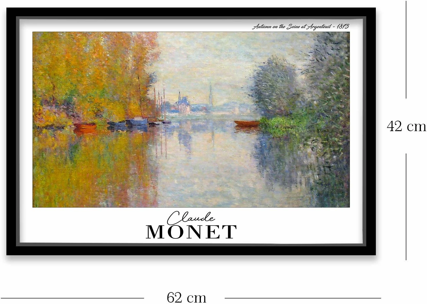Pikturë dekorative me kornizë, Monet, shumëngjyrëshe, 42x62cm, Wallity