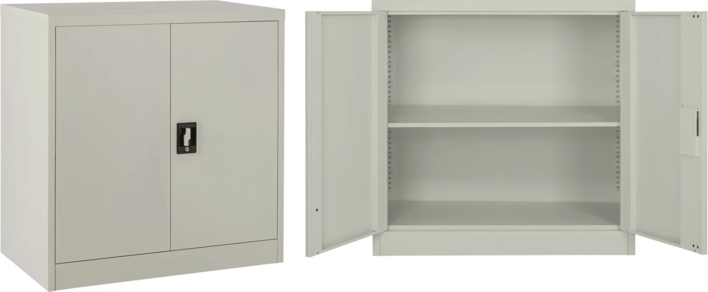 Garderobë metalike, FH5960.11, me 3 hapësira ruajtjeje, ngjyrë gri e lehtë, 90x40x90H cm