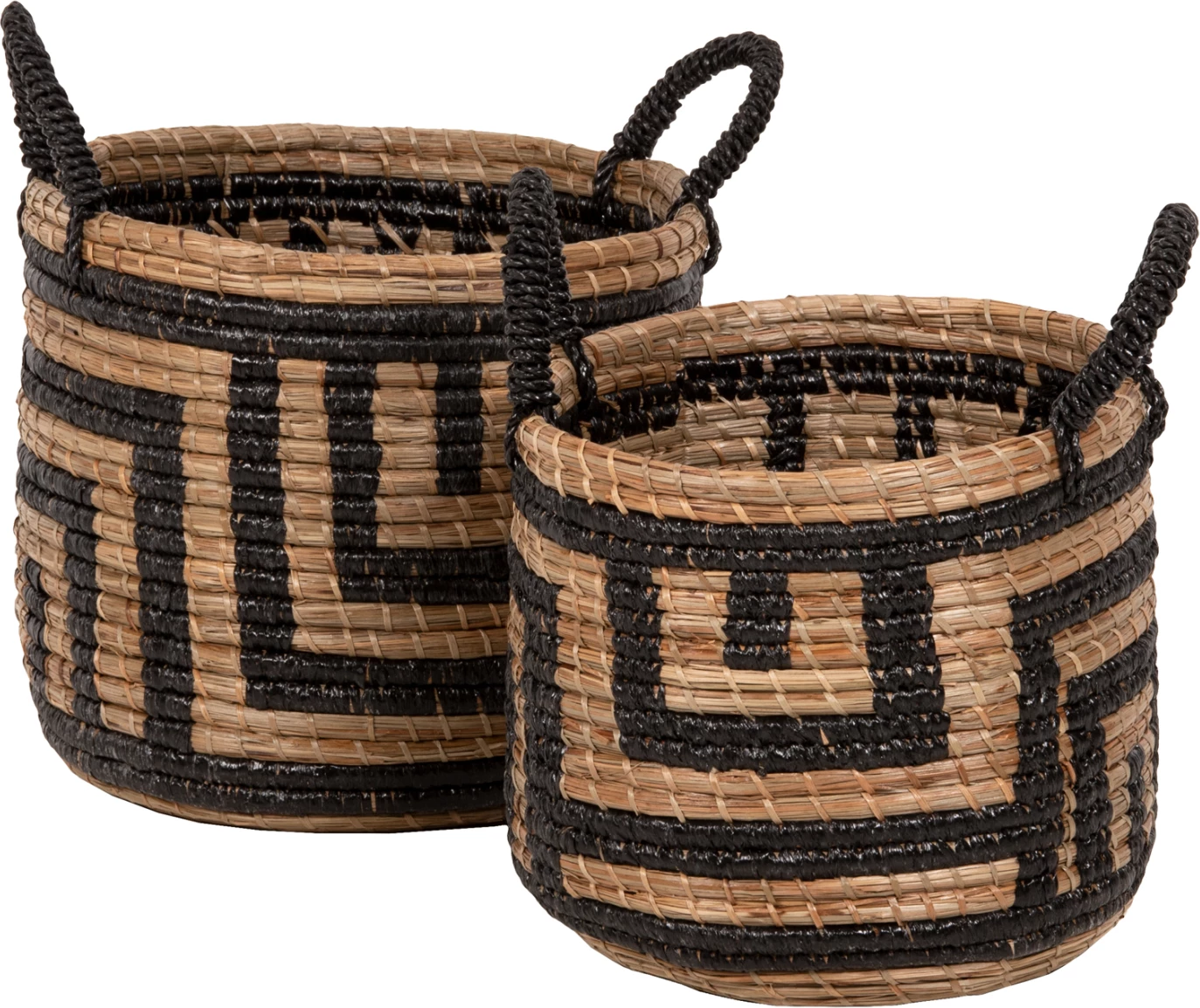 Set dekorativ me 2 shporta, bari Mendong, ngjyrë natyrale-e zezë, FH7846.02, Φ36x32-40H cm