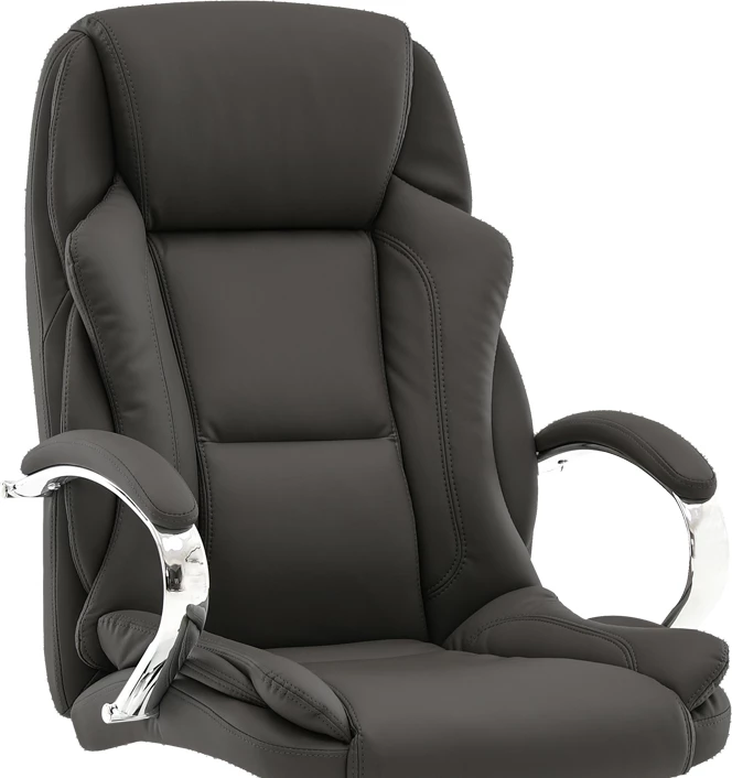 Karrige menaxheri për zyre Verxian, lëkurë artificiale e zezë, 70x68x116cm