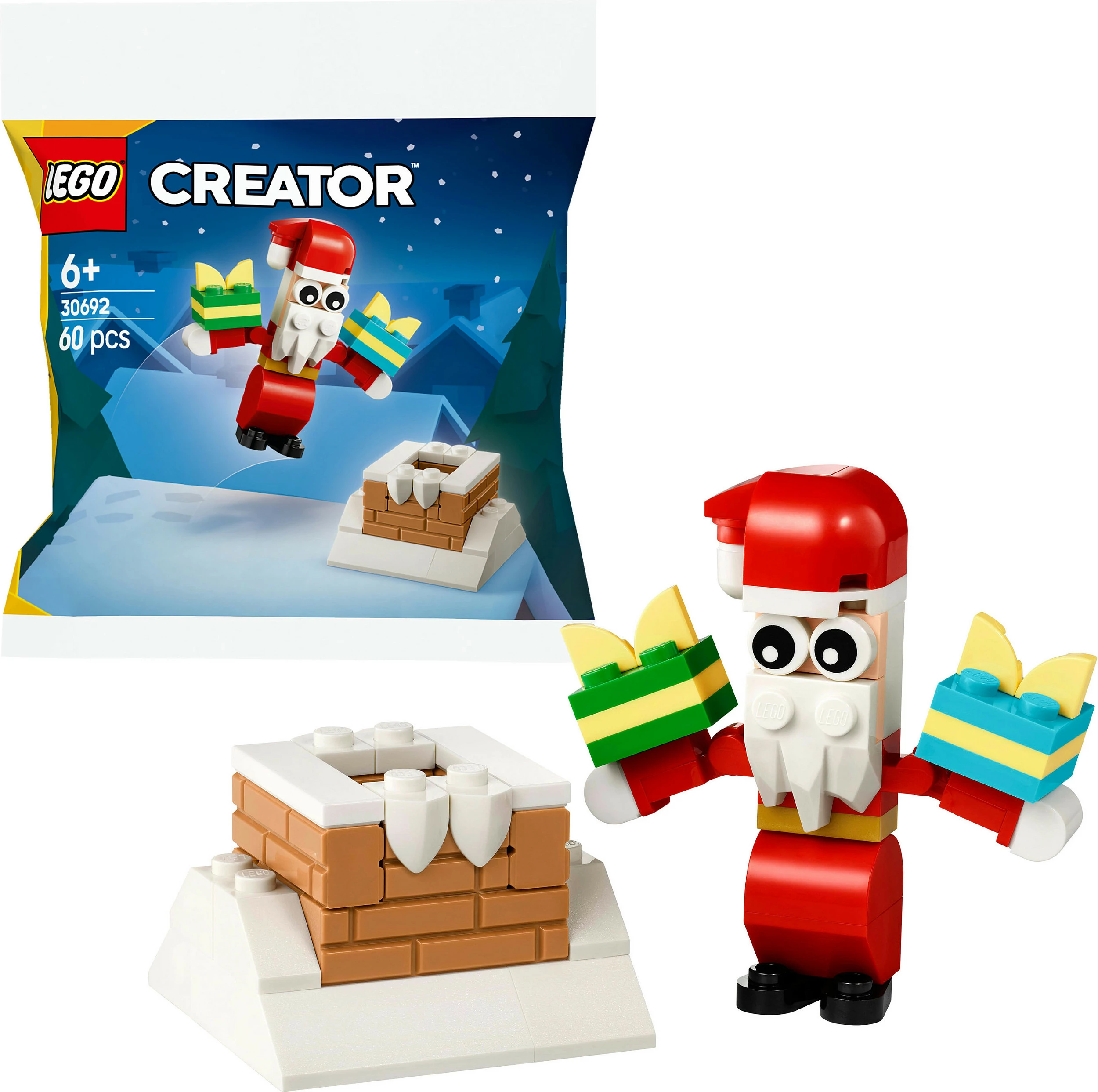 Set ndërtimi LEGO Creator 30692 Christmas Chimney Fun with Santa, 60 copë, shumëngjyrësh
