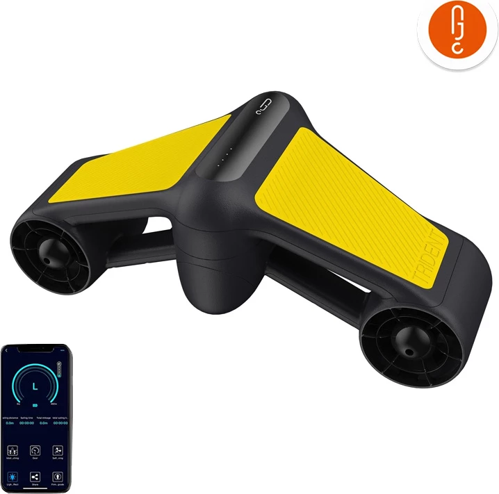 Skuter nënujore Geneinno S1-Plus, 60 min, 50 m thellësi, 12 kg shtytje, portokalli/verdhe