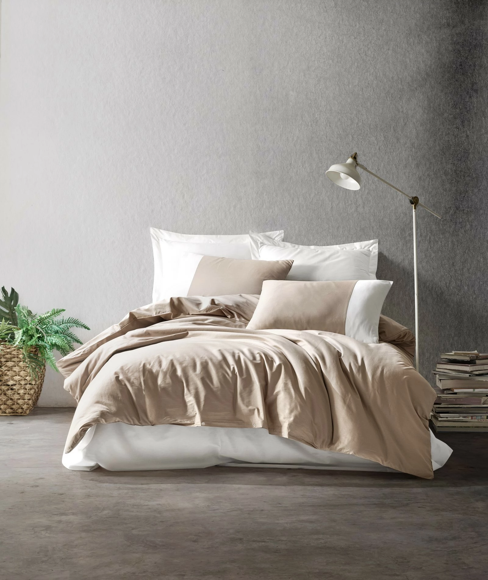Set mbulesë për jorgan dopio, ngjyrë mink dhe krem, L'Essentiel Linge de Maison