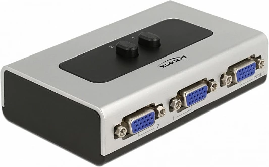 Switch VGA DeLOCK 2-Port Manual Bidireksional, 1920x1080, plastikë