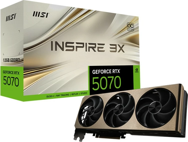 Kartelë grafike MSI GeForce RTX 5070 12G INSPIRE 3X OC, 12 GB, Beige