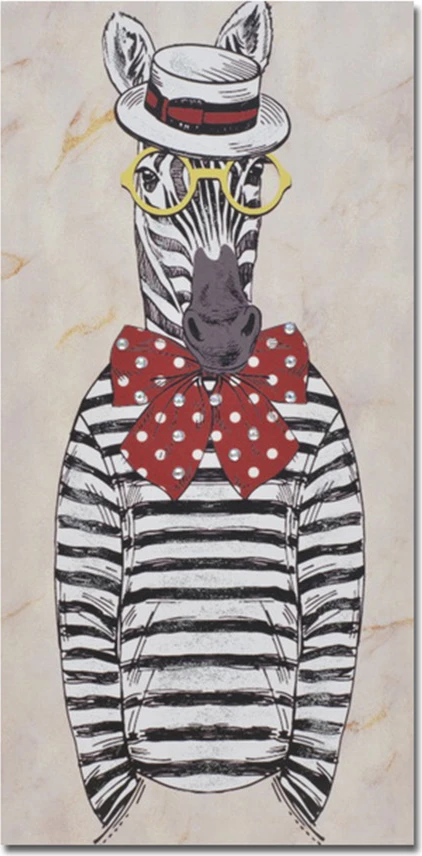 Pikturë dekorative Mr. Zebra, shumëngjyrëshe, kanavacë, dru, 30x60x2cm