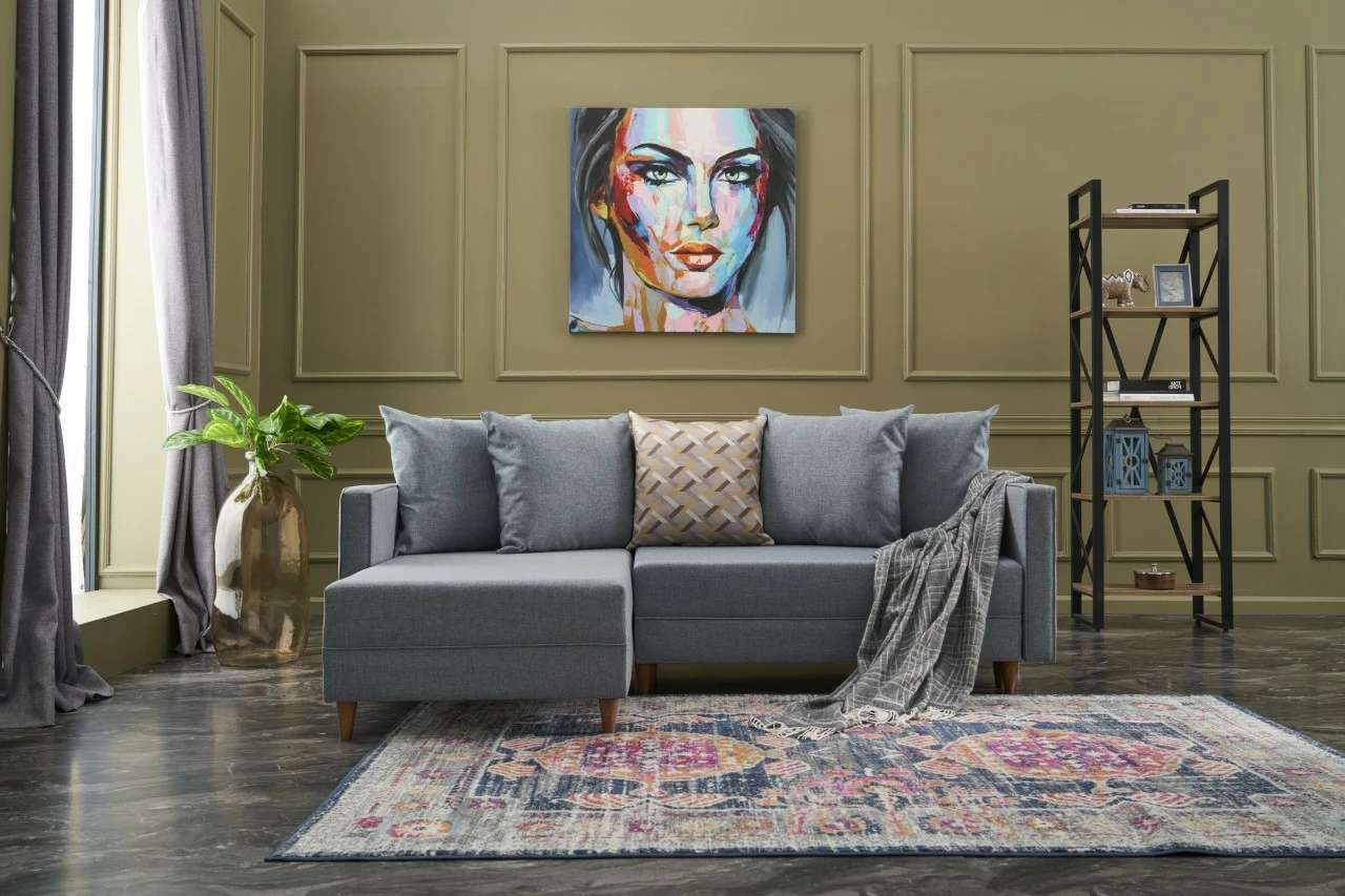 Kënd-sofë krevati Atelier del Sofa, Aydam, kënd majtas, ngjyrë kaltër