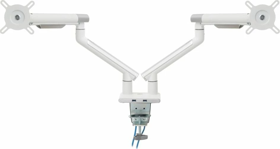Mbajtëse monitori për tavolinë Art RAMM L-20GD, për 2 monitorë 17\"-32\", VESA 75x75/100x100, deri 9 kg, gas spring, e bardhë
