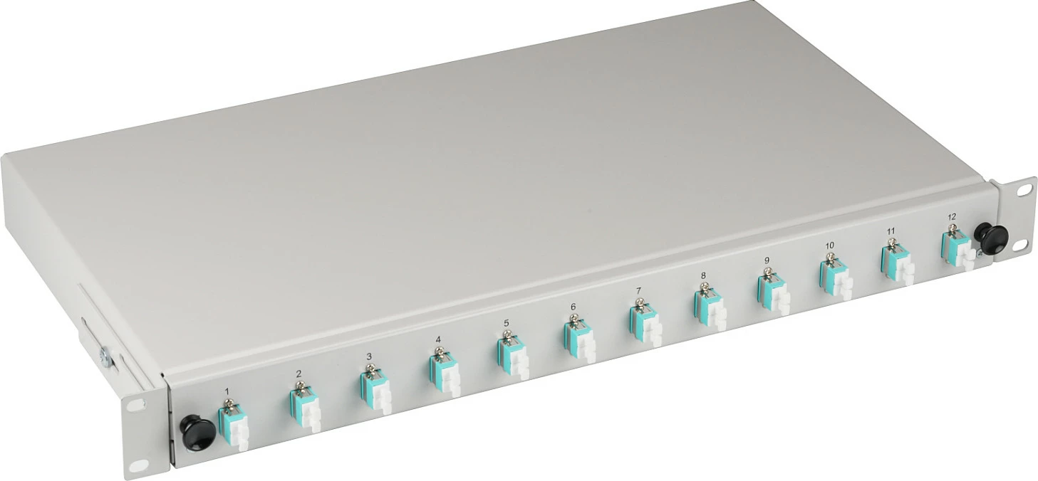 Panel optik EFB Elektronik, LC OM3, 24 fibra (12x duplex), 19" rack, metal, gri