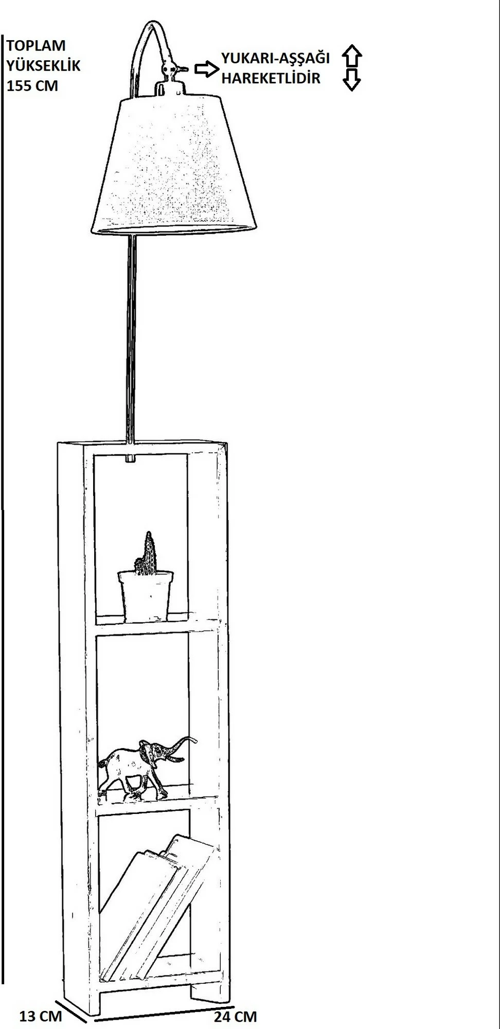 Llambë dyshemeje me rafte Opviq, Stelo, e zezë, pramit, hasir gri