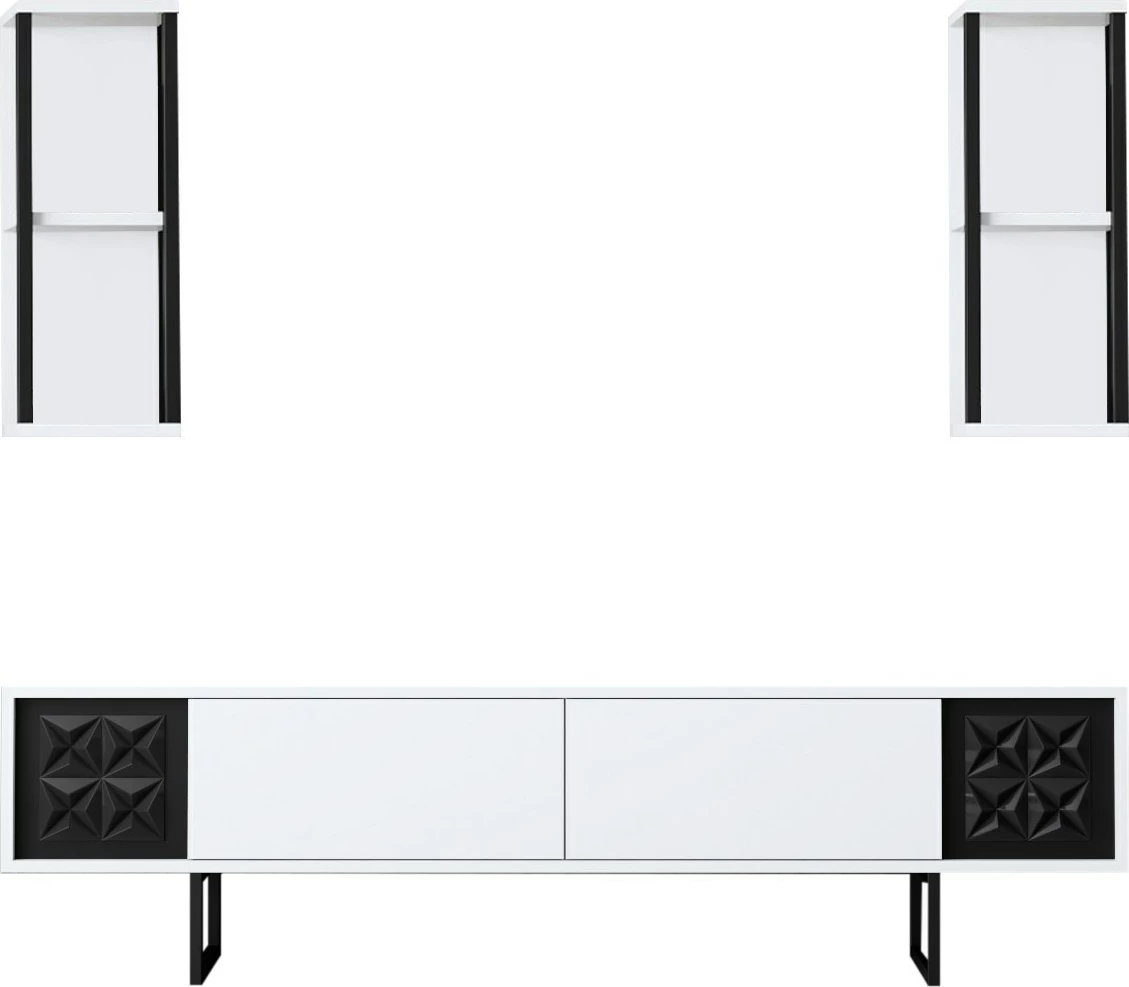 Set mobiljesh për dhomë dite Hanah Home, Black Line, e bardhë, e zezë
