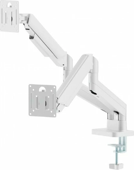 Krah tavoline për dy monitorë Gembird 17-32" deri 10 kg/ekran, VESA 75x75/100x100, i bardhë