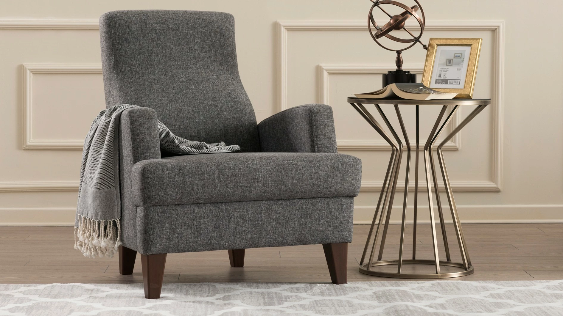 Karrige bergere Wing, ngjyrë gri e errët, Atelier del Sofa