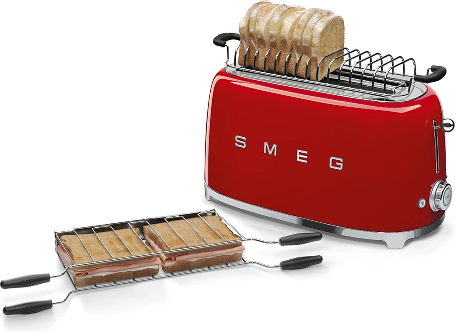 Toster Smeg TSF02RDEU 2 slote/4 feta 1500 W stil 50's, e kuqe