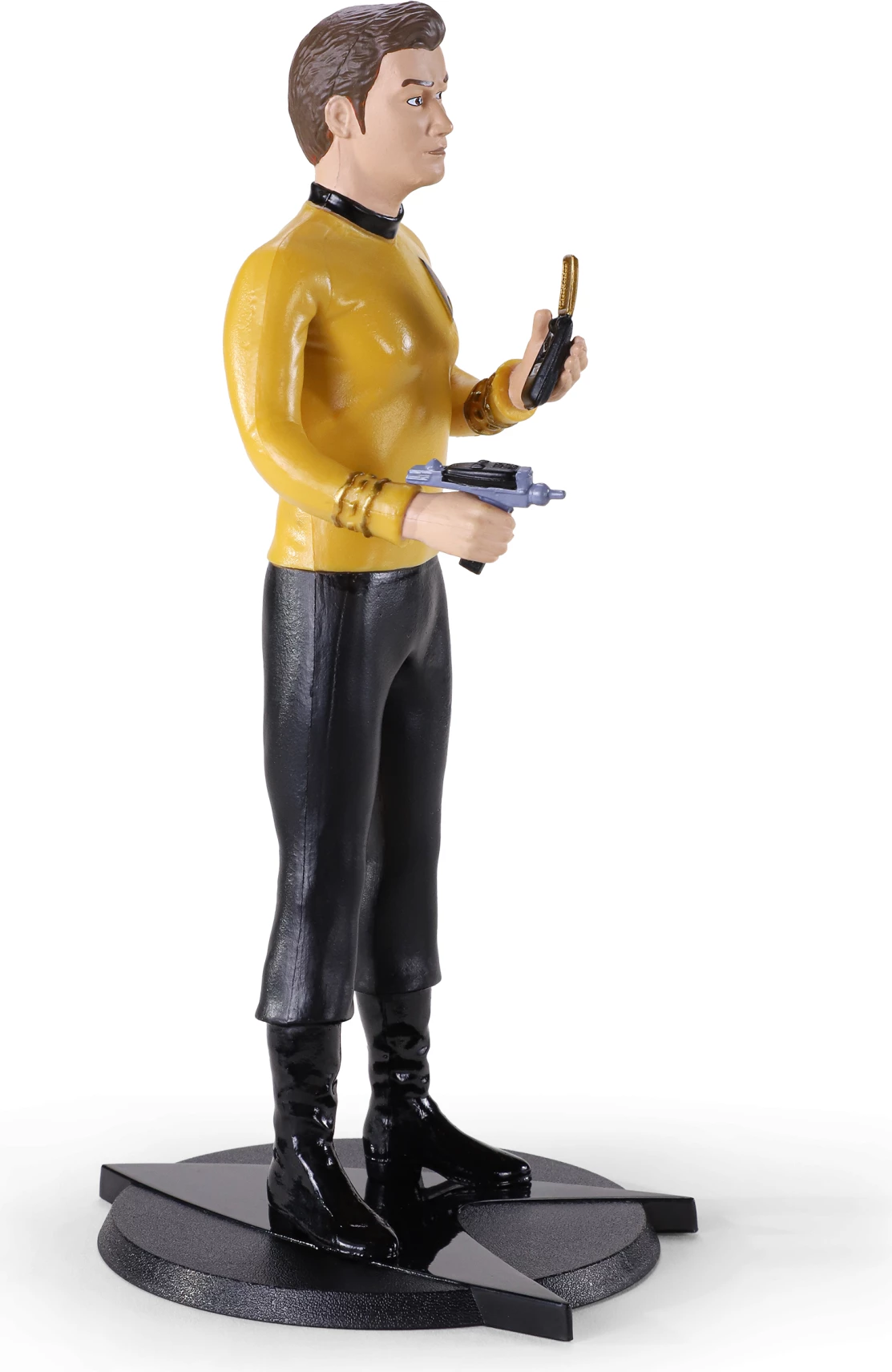 Figurë e lakueshme Noble Collection Bendyfigs Captain Kirk 19 cm, set me bazë + phaser + komunikator