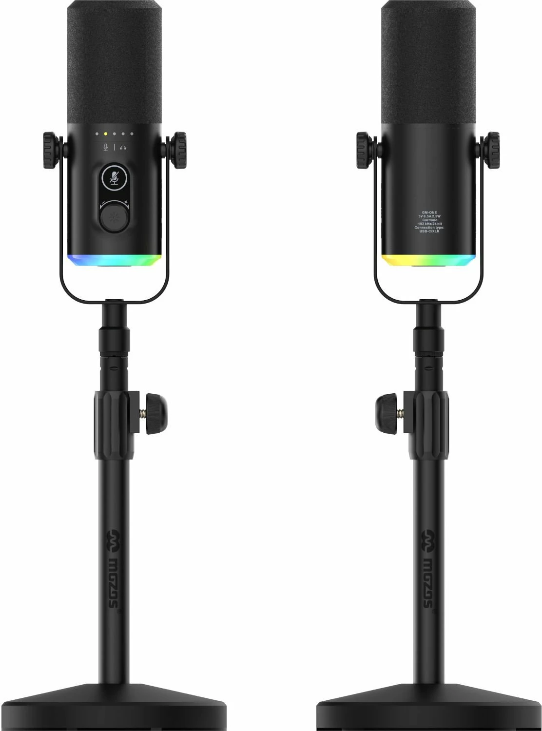 Mikrofon dinamik Mozos GM-ONE, USB-C/XLR, kardioid, me stativ, i zi