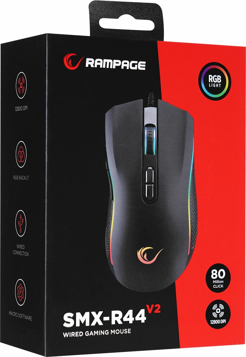 Maus gaming Rampage SMX-R44 V2 12800 DPI RGB USB i zi