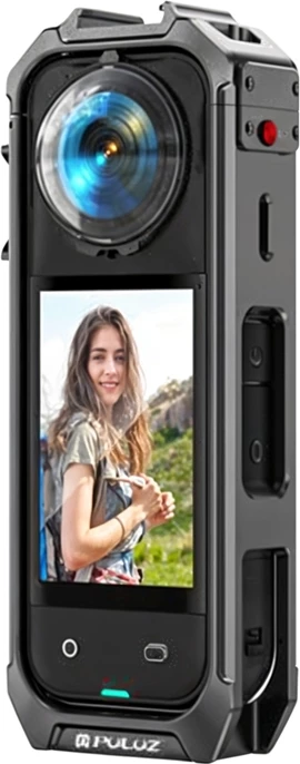 Mbështjellës metalik Puluz PU748H për Insta360 X5, me kapak për lentë, Gri