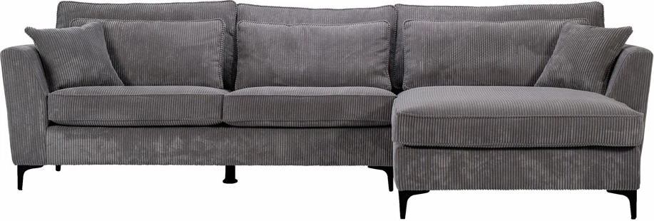 Këndollëse FOREVER, kënd i djathtë, kadife gri Lincoln 90, 316x185x92cm