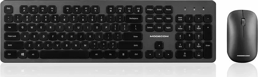 Set tastierë + maus Modecom MC-5200C (MK-MC-5200C-100), pa tela me USB adapter, layout EN, me numpad, i zi