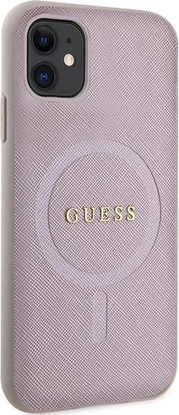 Mbështjellës Guess GUHMN61PSAHMCP për iPhone 11/XR, Saffiano MagSafe, Rozë