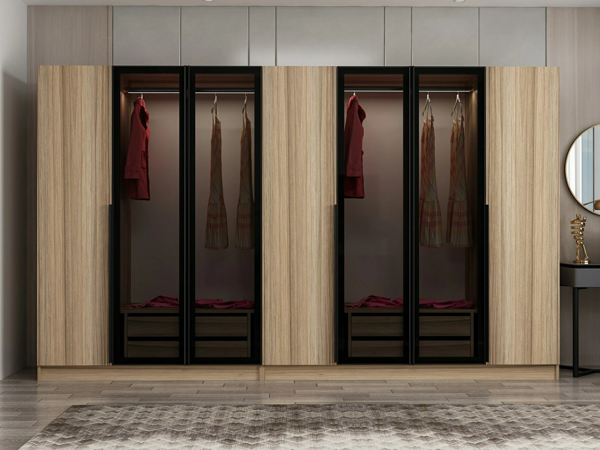 Dollap garderobe Skye Decor, ngjyrë fume dhe lis, Kale Plus - 7823