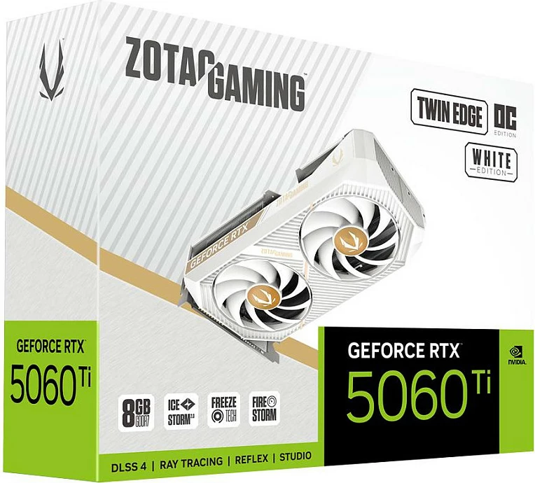 Kartelë grafike Zotac GAMING GeForce RTX 5060 Ti Twin Edge OC, 8GB GDDR7, PCIe 5.0, Bardhë