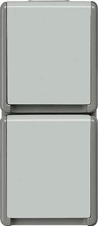 Prizë muri Siemens DELTA 5UB4723, Schuko, 2-fishe vertikale, IP44, gri e errët/gri e hapur