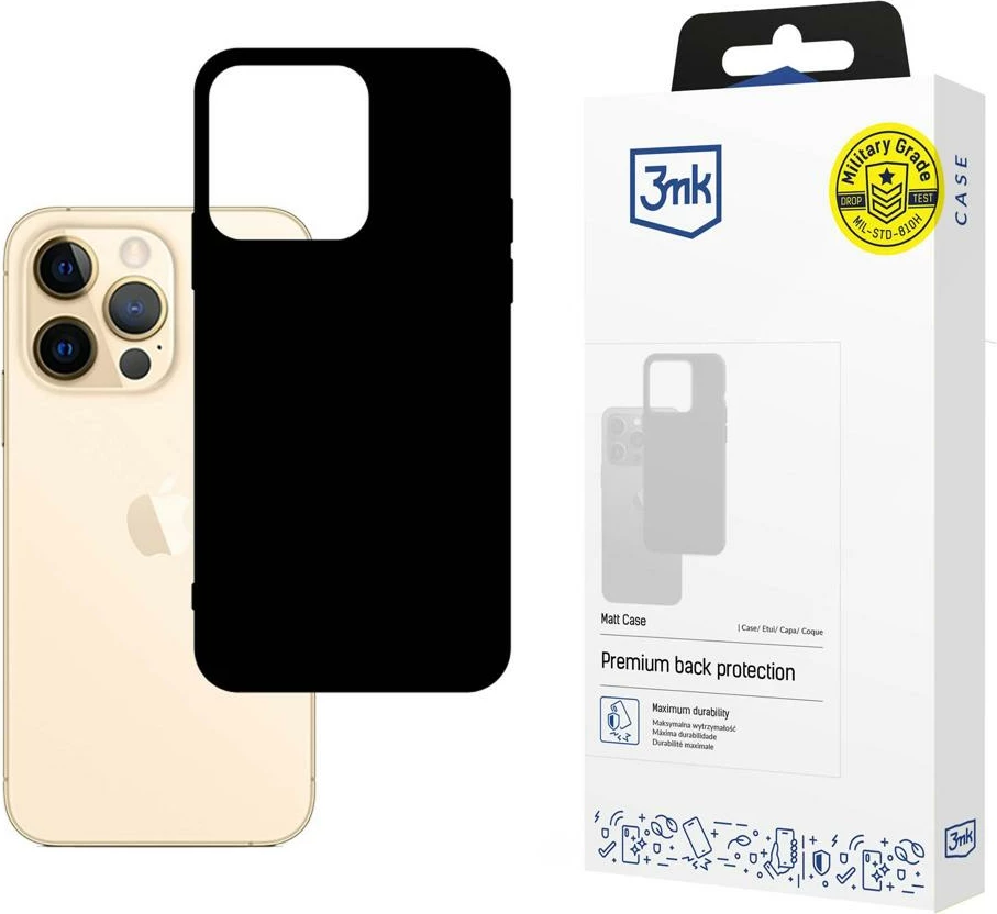 Mbështjellës 3mk Matt Case për iPhone 13 Pro, i zi