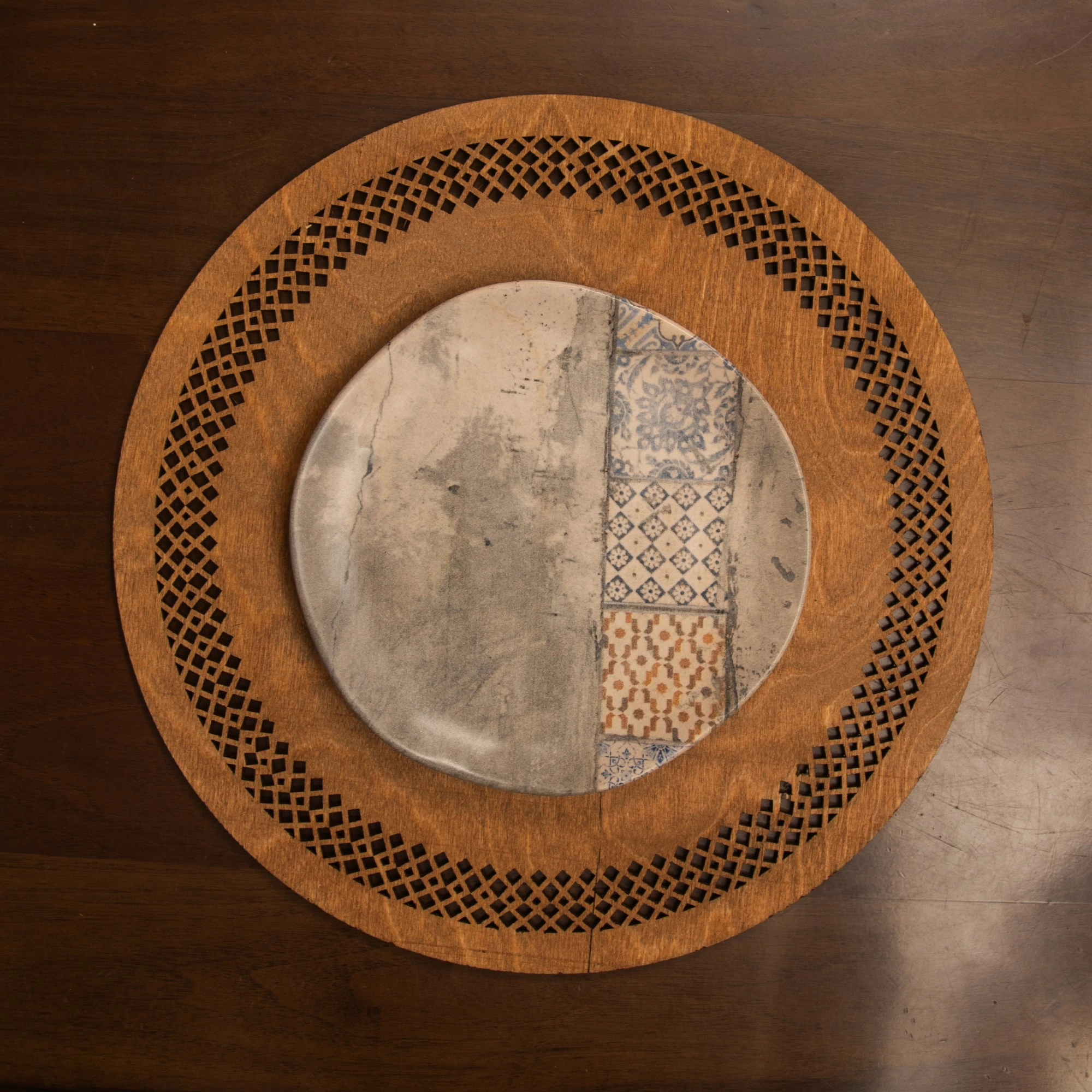 Set nënshtruesish tavoline prej druri, Hermia, Selçuk, ngjyrë arre, 6 copë