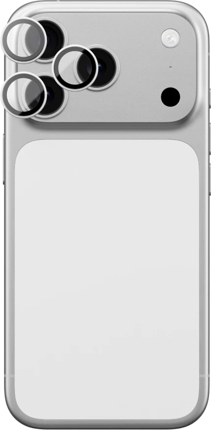 Mbrojtës xhami për kamera AmazingThing për iPhone 17 Pro / Pro Max, kornizë alumini argjendi