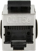 Bashkues Keystone LogiLink Cat.5e STP, 2xRJ45, metal i blinduar, argjend