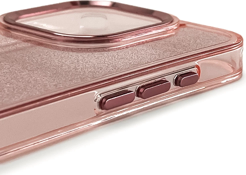 Mbështjellës Hurtel Glitter Case për iPhone 16, rozë me shkëlqim
