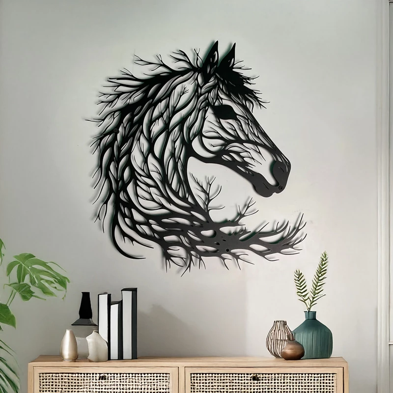 Dekor muri Horsy, metal i zi, 60x1.5x60cm