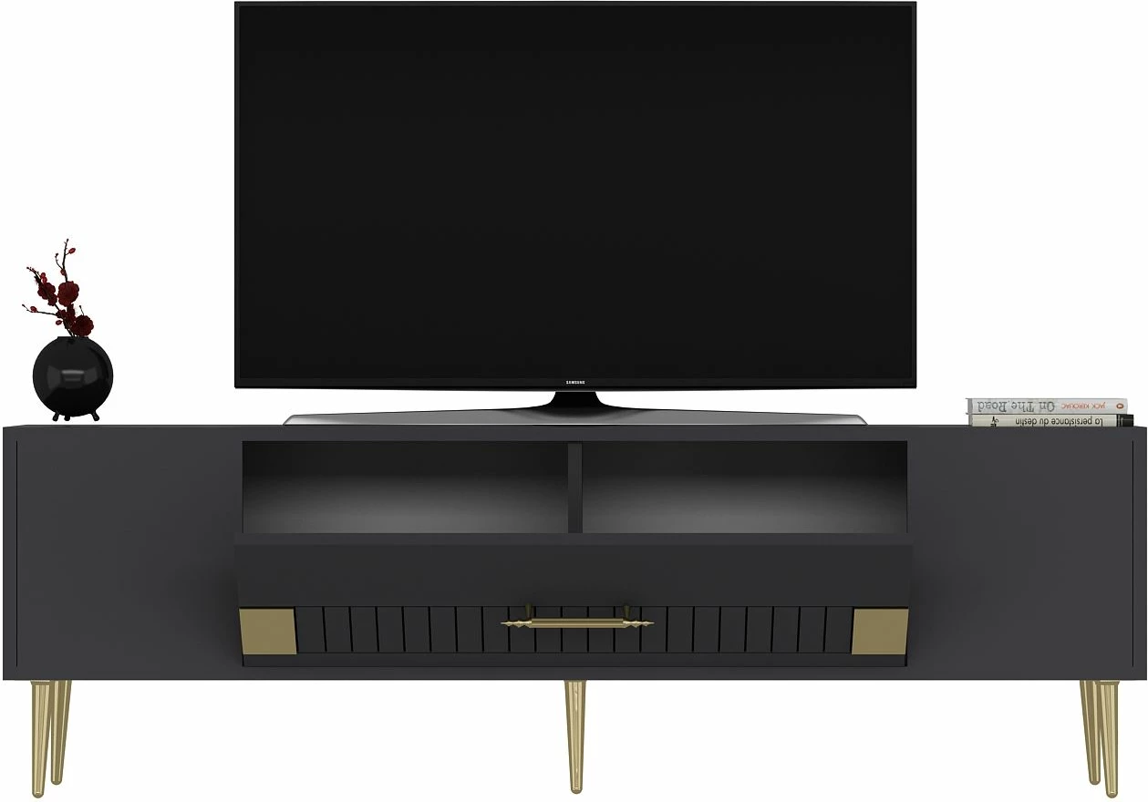 Komodë për TV, ngjyrë antracit dhe ari, Skye Decor, Dekolp4