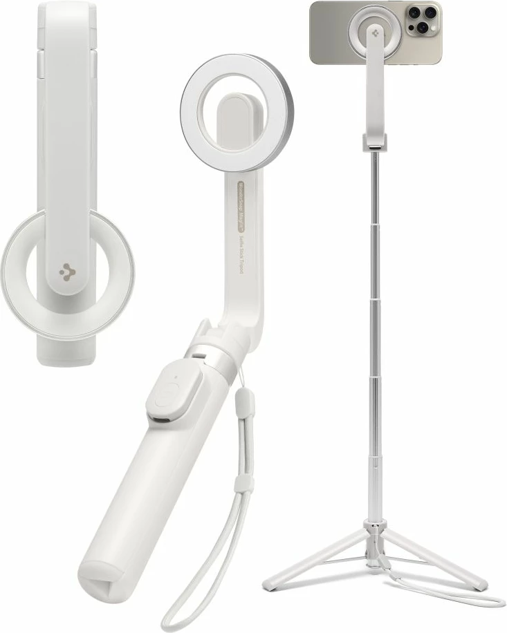 Selfie stick Spigen S571W me tripod, MagSafe, Bluetooth, bezhë