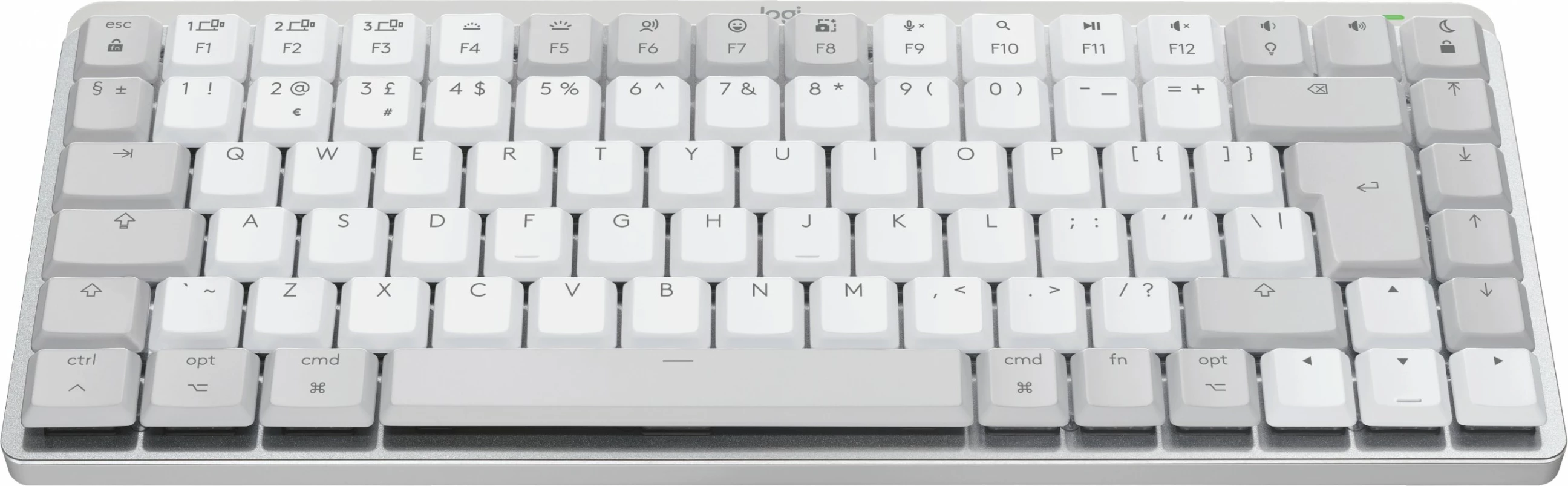 Tastierë mekanike Logitech MX Mechanical Mini për Mac, Wireless, Bluetooth, LED, Gri, Bardhë