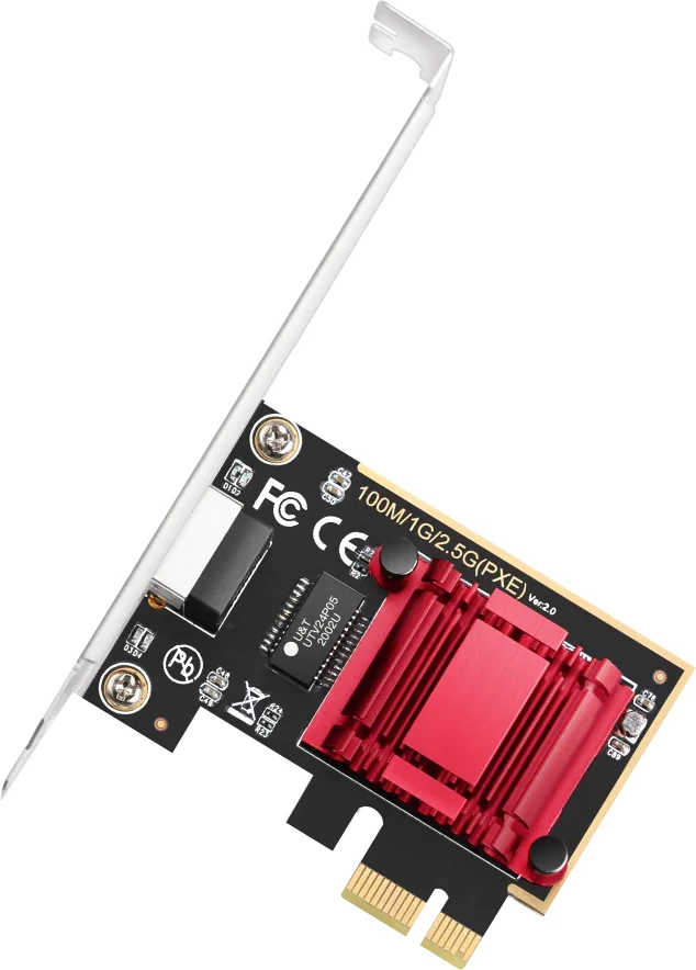 Kartë rrjeti PCI Express 2.5G, Other, portë Ethernet 10/100/1000/2500 Mbps, WoL, bracket standard/low-profile, e kuqe