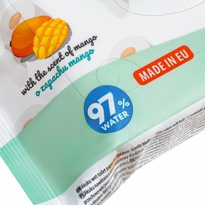 Letër higjienike e lagësht Akuku A0030, aromë mango, 50 copë