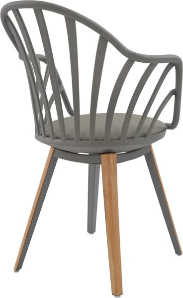 Karrige ngrënieje FH8049.10 Anais gri me këmbë druri 60x61x85,5 cm, set prej 4 copësh