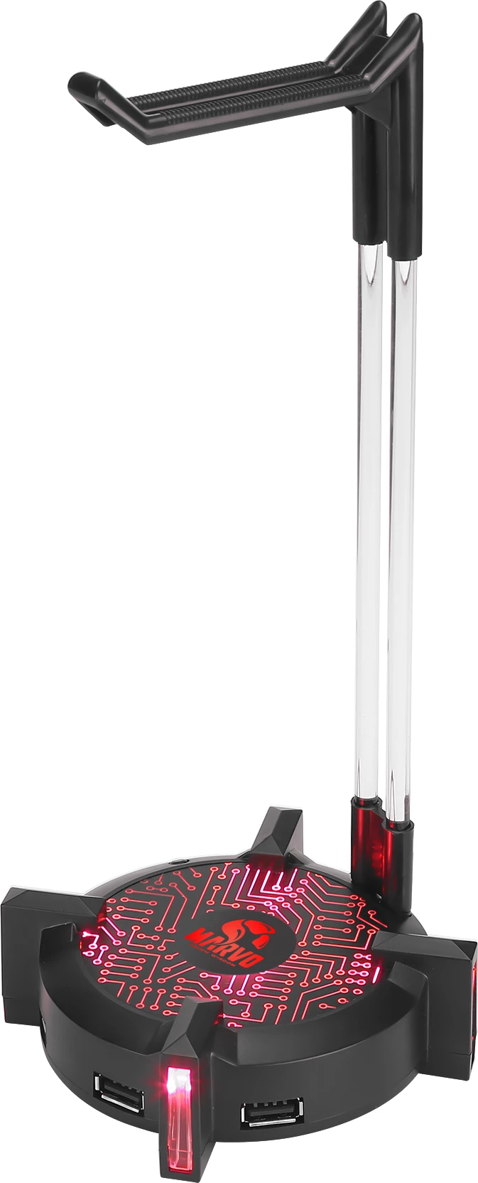 Mbajtëse për kufje Marvo HZ-04, RGB, hub 4x USB 3.0, e zezë