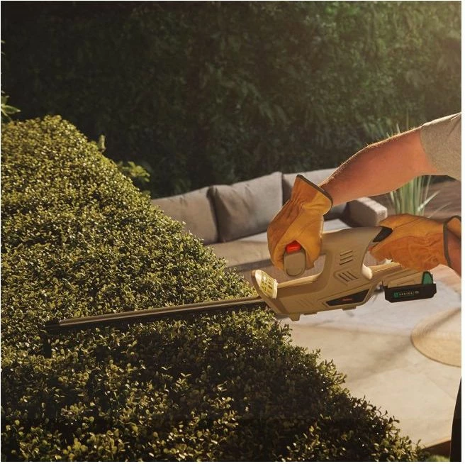 Prerëse shkurresh pa kabllo VonHaus F-Series 12V MAX 2.0Ah, teh 45 cm, prerje 14 mm, me bateri dhe karikues, gri/portokalli