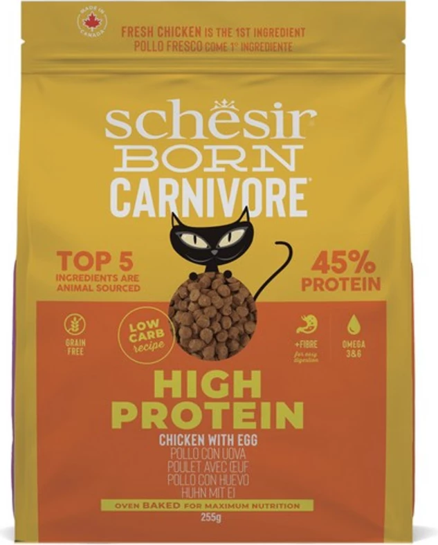 Ushqim për mace protein e lartë Chicken & Egg Schesir Carnivore,  1.25 kg