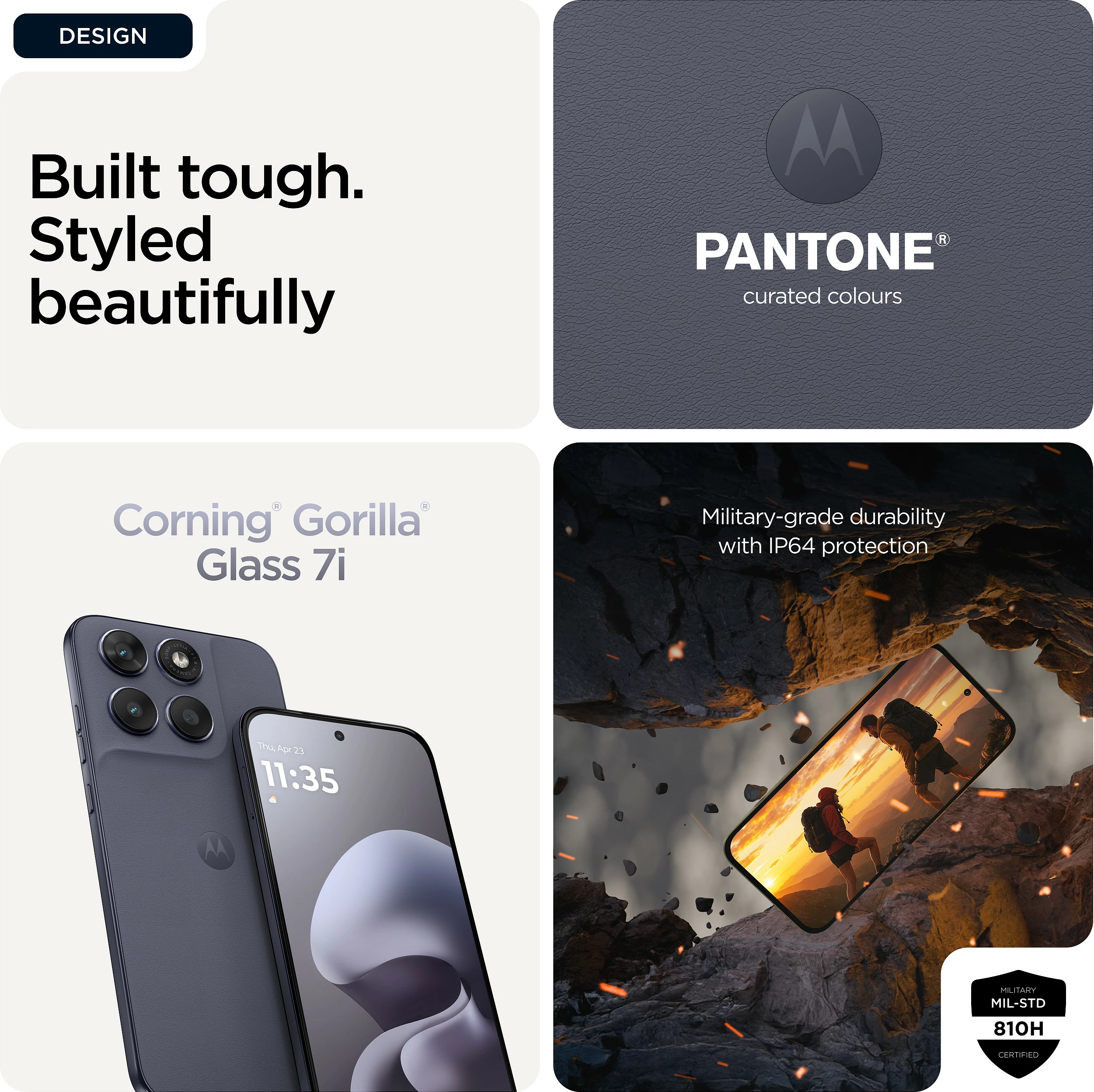 Celular Motorola moto g67, 4GB RAM Memorje, 128GB, 6.8" Extreme AMOLED, 50MP, 5G, Android 16, Gri (PANTONE Arctic Seal)